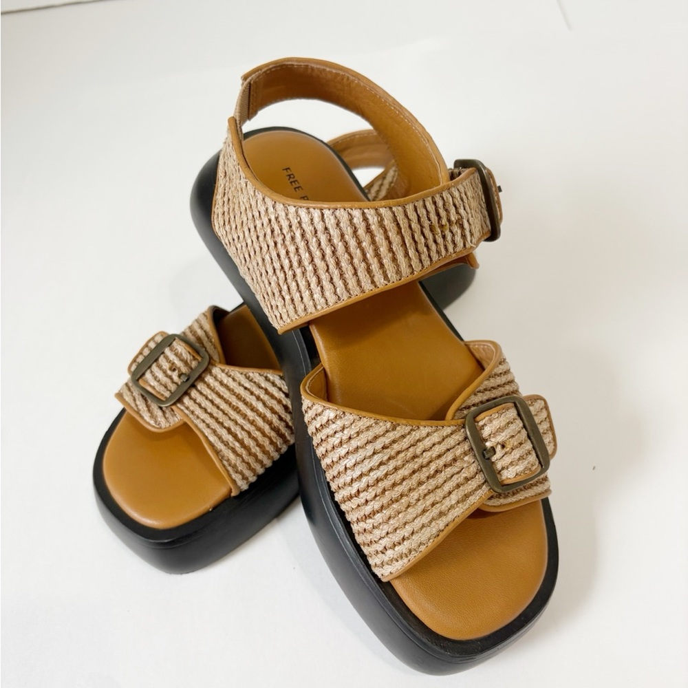 Free People Tan and Black Sandals